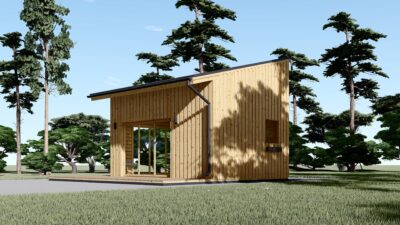 Blockbohlenhaus SANDRA (44mm + Holzverschalung), 20m² – Bild 2