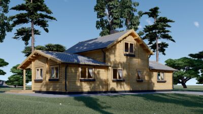 Holzwohnhaus DACHSTEIN , 66 mm + Holzverschalung), 108 m² + 13 m² Terrasse – Bild 2