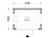 Gartenhaus ERMONES (34mm + Holzverschalung), 4x3m, 12m² – Bild 8