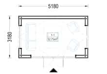 Gartenhaus ERMONES (34mm + Holzverschalung), 5x3m, 15m² – Bild 8