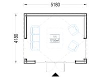 Gartenhaus ERMONES (34mm + Holzverschalung), 5x4m, 20m² – Bild 8