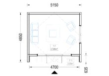 Gartenhaus ELSA (34 mm + Holzverschalung), 5x4m, 20m² – Bild 9