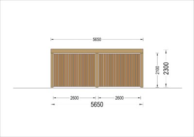 Carport aus Holz für 2 Autos mit Schuppen und Seitenwand, 7.6x5.6 m
