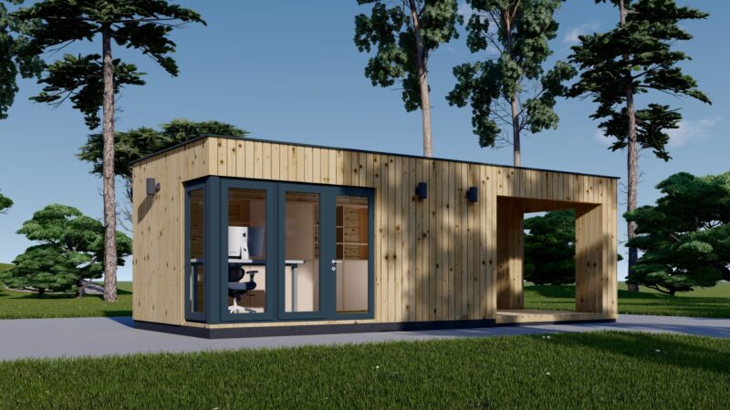 Gartenhaus PREMIUM (Isoliert, SIPS), 5x3 m, 15 m² Mit Terrasse 3x3 m, 9 m²