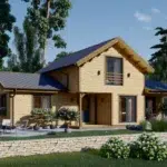 Holzwohnhaus DACHSTEIN , 66 mm + Holzverschalung), 108 m² + 13 m² Terrasse