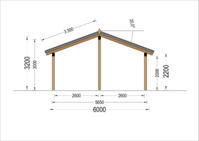 Doppelcarport mit Seitenwand Sandra +, 6x6 m