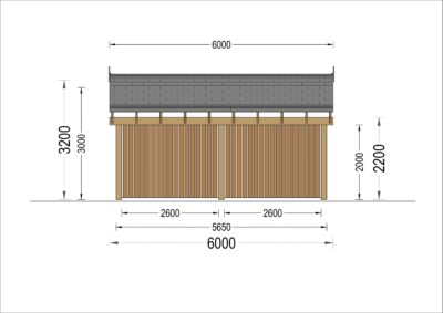 Doppelcarport mit Seitenwand Sandra +, 6x6 m