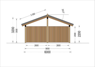 Doppelcarport mit Seitenwand Sandra +, 6x6 m