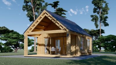 Blockbohlenhaus ANNA (44 mm + Holzverschalung ), 39 m²