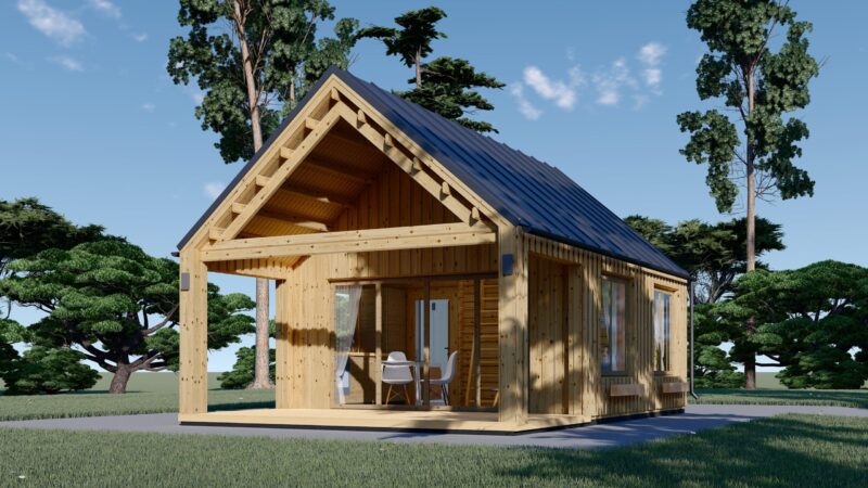 Blockbohlenhaus ANNA (44 mm + Holzverschalung ), 39 m²