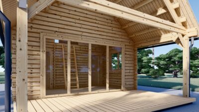 Blockbohlenhaus ANNA (44 mm + Holzverschalung ), 39 m² – Bild 3