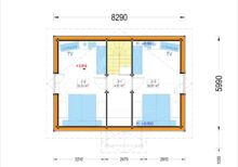 Blockbohlenhaus ERNI (66mm + Holzverschalung, Isoliert) 70 m² – Bild 3