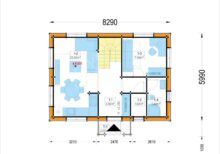 Blockbohlenhaus ERNI (66mm + Holzverschalung, Isoliert) 70 m² – Bild 2