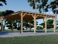 Doppelcarport aus Holz mit Flachdach, 6x6m, 36m²