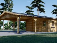 Carport aus Holz für 2 Autos mit Schuppen (44 mm), 5,5x6 m