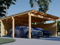 Carport Luna Duo für 2 Autos mit L-förmiger Wand  F, 6x6 m