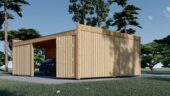 Carport aus Holz für 2 Autos mit Schuppen und Seitenwand, 7.6x5.6 m – Bild 6