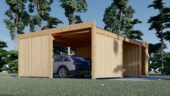 Carport aus Holz für 2 Autos mit Schuppen und Seitenwand, 7.6x5.6 m – Bild 3