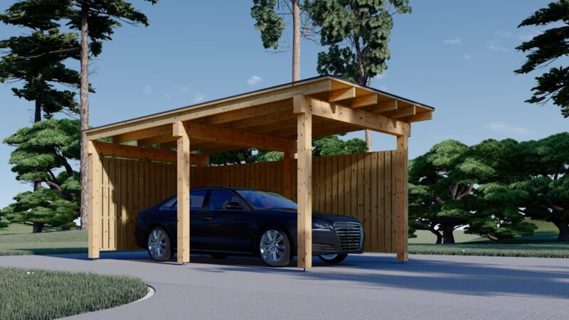 Carport mit L-förmiger Wand,  6x6m