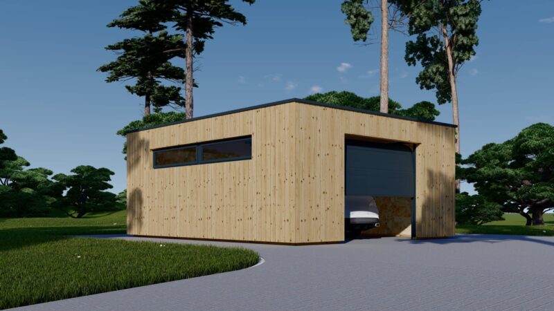 Holzgarage mit Flachdach (34mm + Holzverschalung), 5x6m, 30m²