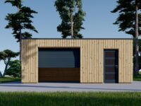 Holzgarage mit Flachdach Plus (34mm + Holzverschalung), 6x6m, 36m²