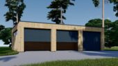 Dreifachgarage mit Flachdach (34mm + Holzverschalung), 9x6m, 54m²