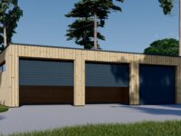 Dreifachgarage mit Flachdach (34mm + Holzverschalung), 9x6m, 54m²