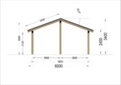 Carport aus Holz mit L-förmiger Wand LISA, 3.2x6 m – Bild 9