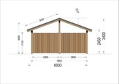 Carport aus Holz mit L-förmiger Wand LISA, 3.2x6 m – Bild 6