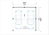 Carport Luna Duo für 2 Autos mit L-förmiger Wand  F, 6x6 m – Bild 7