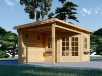 Gartenhaus mit Terrasse KATI (44 mm), 5x3 m, 7.5 m² + 7.5 m²