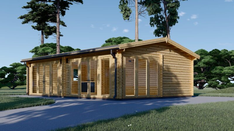 Premium Blockbohlenhaus AUGSBURG (66 mm) 48 m²