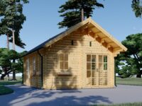 Blockbohlenhaus mit Schlafboden SALLY (44 + 44mm), 27m² Isoliert