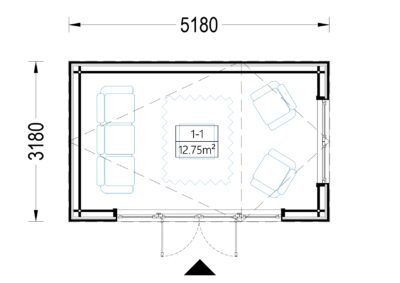 Premium GartenhausTONIA (34 mm + Holzverschalung), 5x3 m, 15 m²