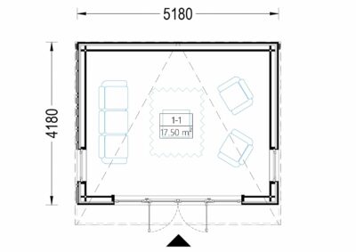 Gartenhaus EVELIN (34 mm + Holzverschalung), 5x4 m, 20 m²