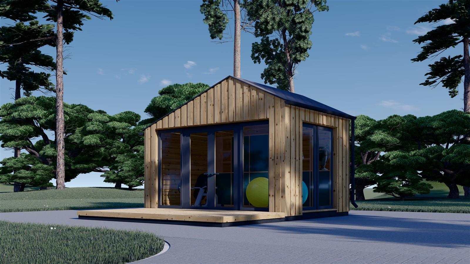 Premium Gartenhaus TONIA (34 mm + Holzverschalung), 4x3 m, 12 m² Premium Gartenhaus TONIA (34 mm + Holzverschalung), 4x3 m, 12 m²