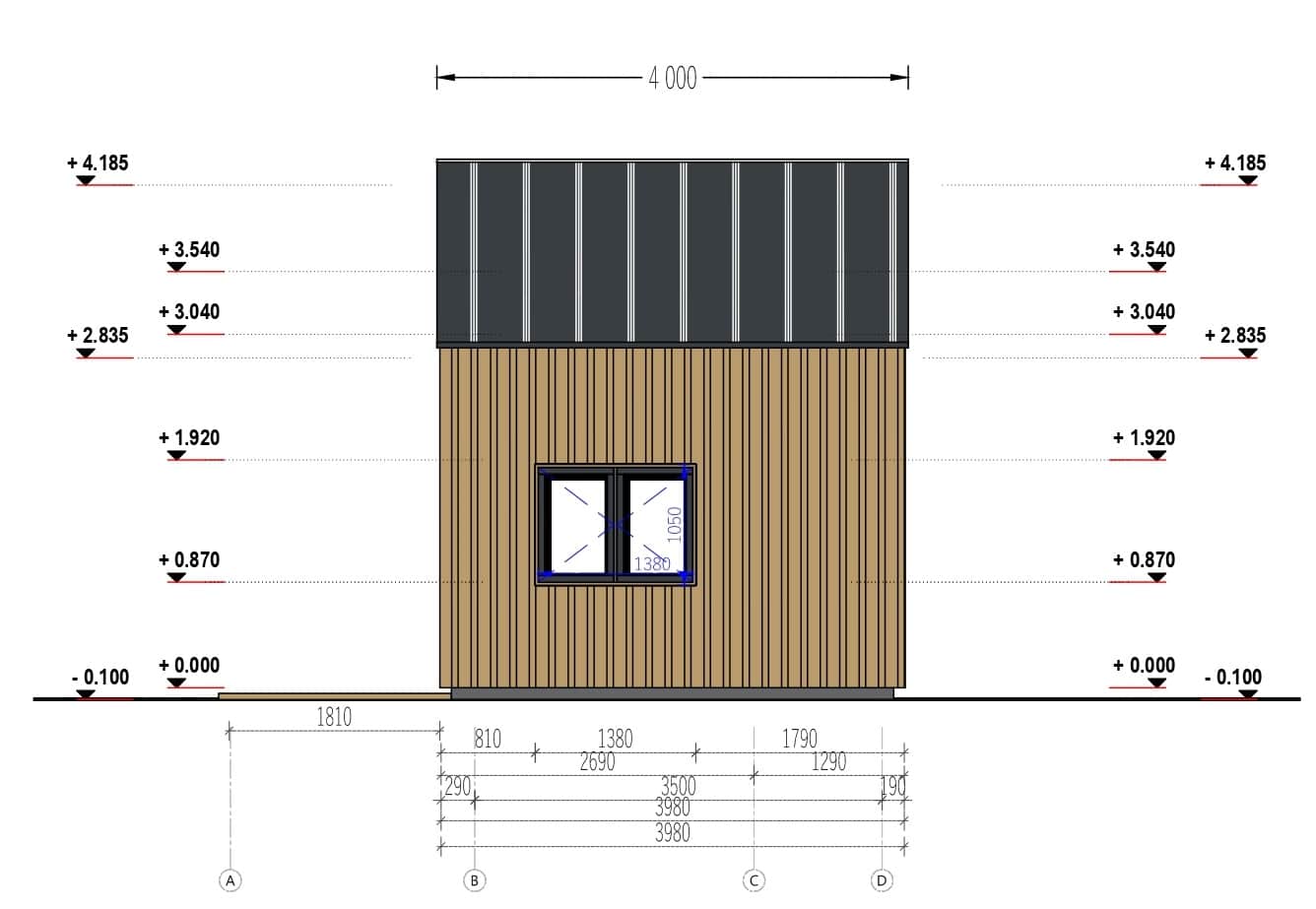 Blockbohlenhaus SARA (44 mm + Holzverschalung), 20 m² inkl. Fußboden Kopie