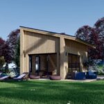 Blockbohlenhaus SOPHIA (44 mm + Holzverschalung), 20 m²